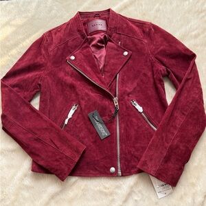 nwt BLANKNYC Real Suede Moto Jacket Burgundy Womens Small